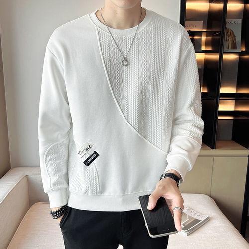 Spring and Autumn New American Loose Casual Heavyweight Sweatshirt Men's Trendy Brand Matchable Long-Sleeved Round Neck Top