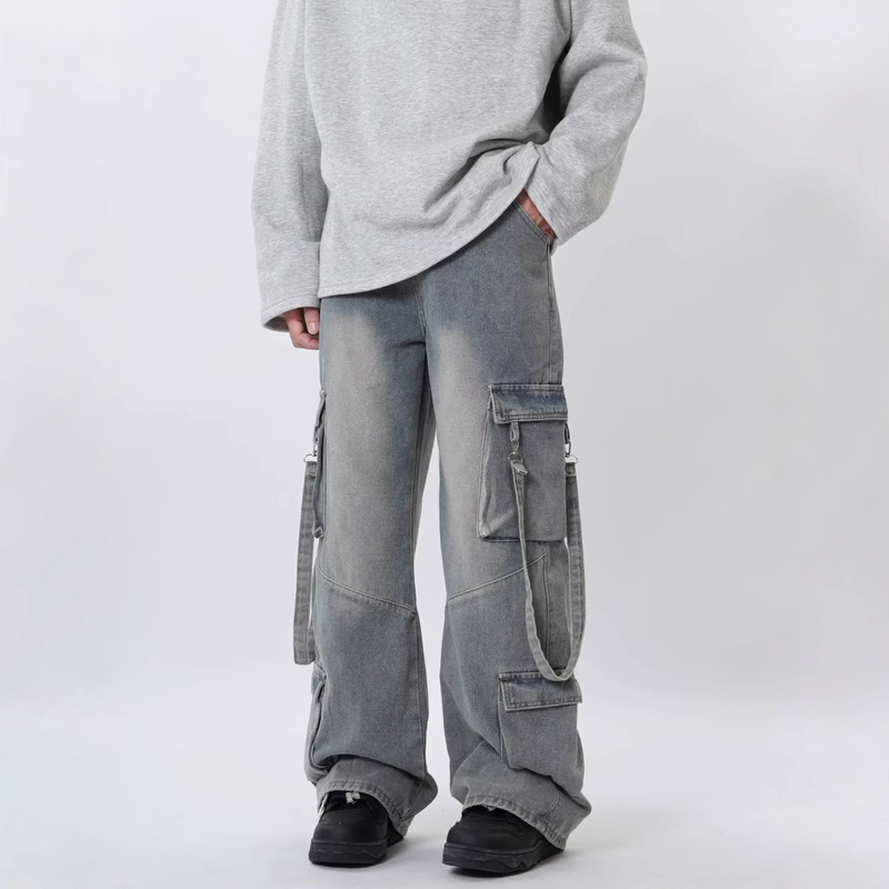 Coil Jeans Men's Spring and Autumn Fashion Brand Large Pocket Loose Pants Washed Vintage Trousers Legendary Firm