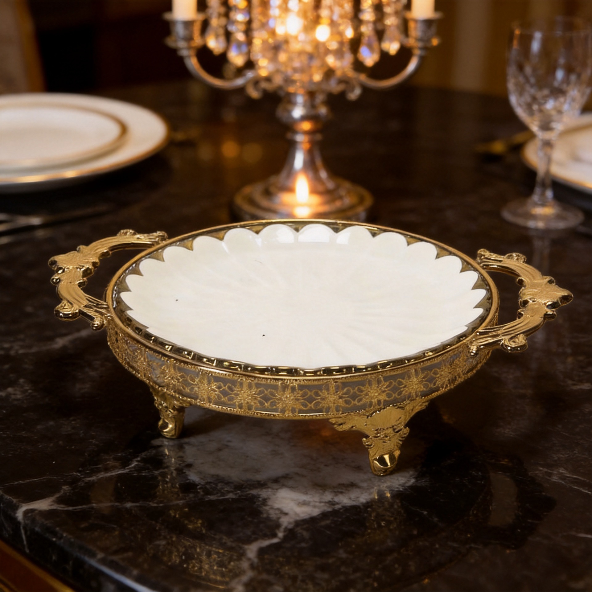 European-Style Glass Fruit Plate Luxury Coffee Table Fruit Plate Ktv Hotel Home Furnishings