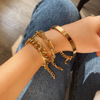 Fashionable accessory, golden metal bracelet, round beads, jewelry, European style