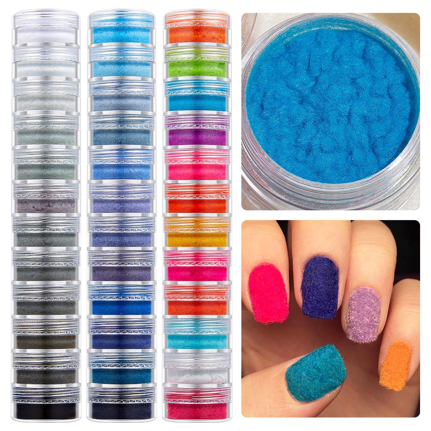 美甲12色系列荧光色粉 芭比透粉盒套装 彩绘镭射胶光疗甲亮批发