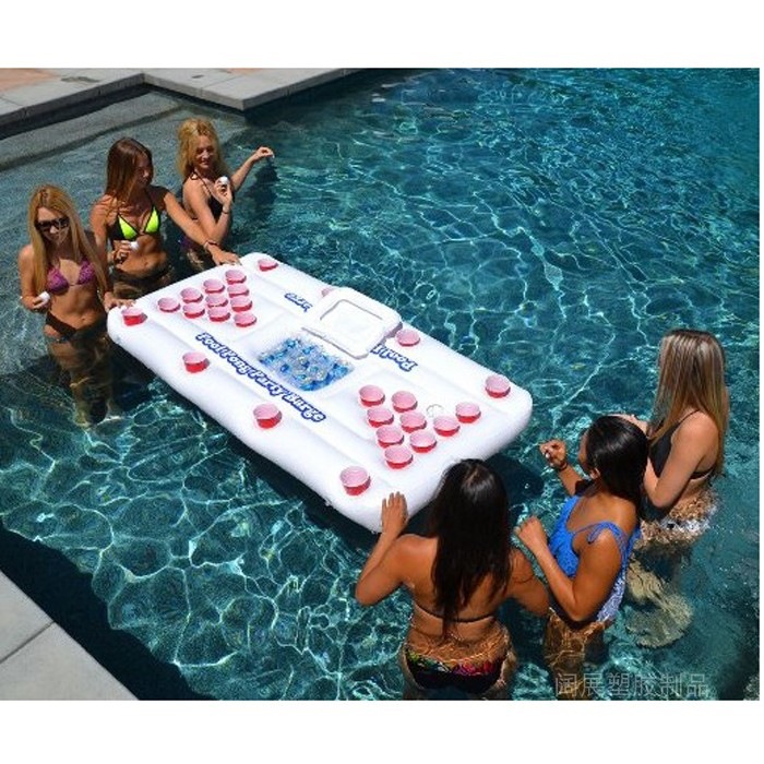 Water Mahjong Table for Adults Inflatable 28 Holes Beer Beverage Cup Holes Floating Row Table Tennis Game Floating Mat Wine Table Floating Bed
