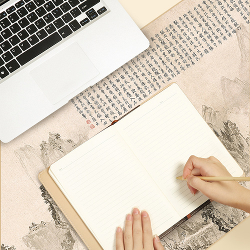Chinese style poetry and painting oversized desk pad waterproof keyboard pad calligraphy writing pad ancient painting style landscape painting mouse pad