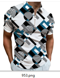 Comercio exterior europeo y americano primavera nueva moda casual popular impresión polo camiseta con cremallera hombres envío gratis