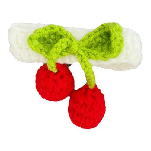 New spring pet wool collar hand-knitted wool cherry collar adjustable cat and dog knitted accessories