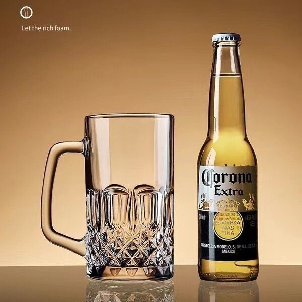 Beer Cup 500ml Internet Celebrous Draft Beer Cup Commercial Bar Water Cup Large Capacity Thickened Glass Cup with Handled Household