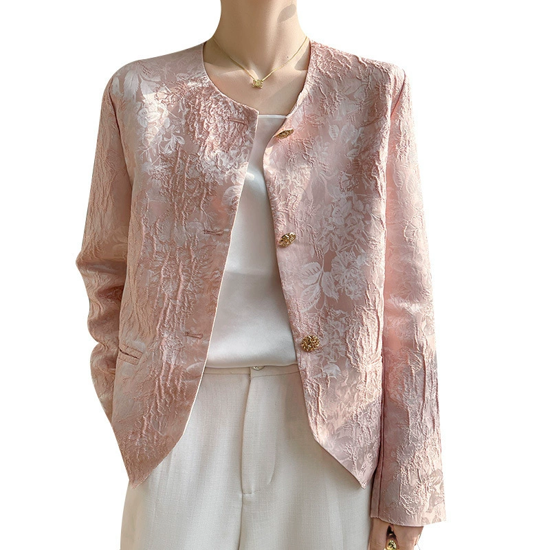 Summer fashionable colored jacket with a round collar