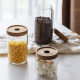 Acacia Wood Lid Storage Jar Household Transparent Glass Moisture-Proof Sealed Storage Jar Various Capacity Storage Tea Jar