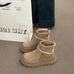 花边简约内增高马丁靴女2025秋冬新款厚底复古外穿增高百搭短筒靴