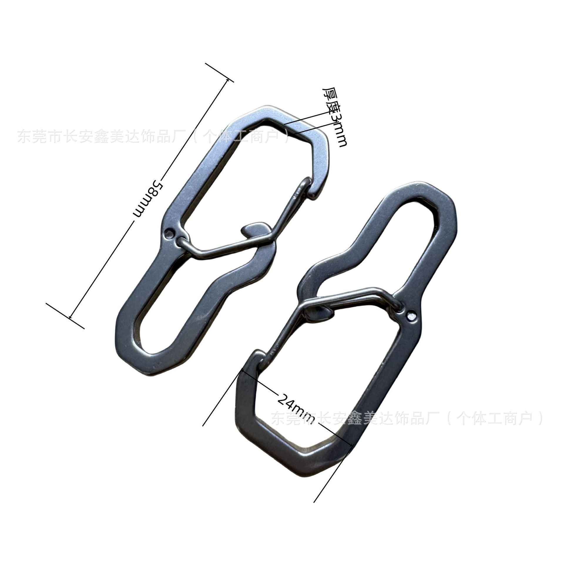 304 Stainless Steel Edc Anti-Lost Keychain Outdoor Climbing Buckle Special-Shaped Buckle Spring Hook Backpack Buckle Multi-Function