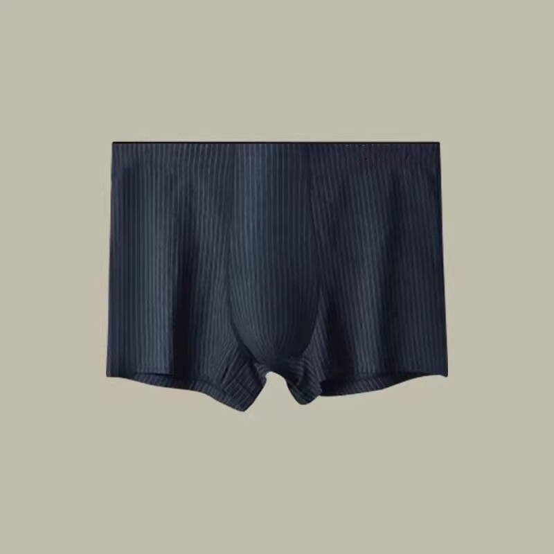 Men's Pure Cotton Antibacterial Seamless Boxer Briefs plus Size Thick Striped Printed Underwear Sleepwear_voghion.com