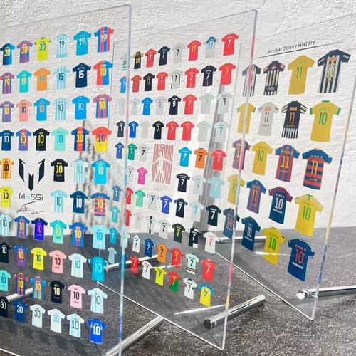 Messi and Ronaldo football star career jersey collection acrylic stand table decoration hand-made poster picture frame