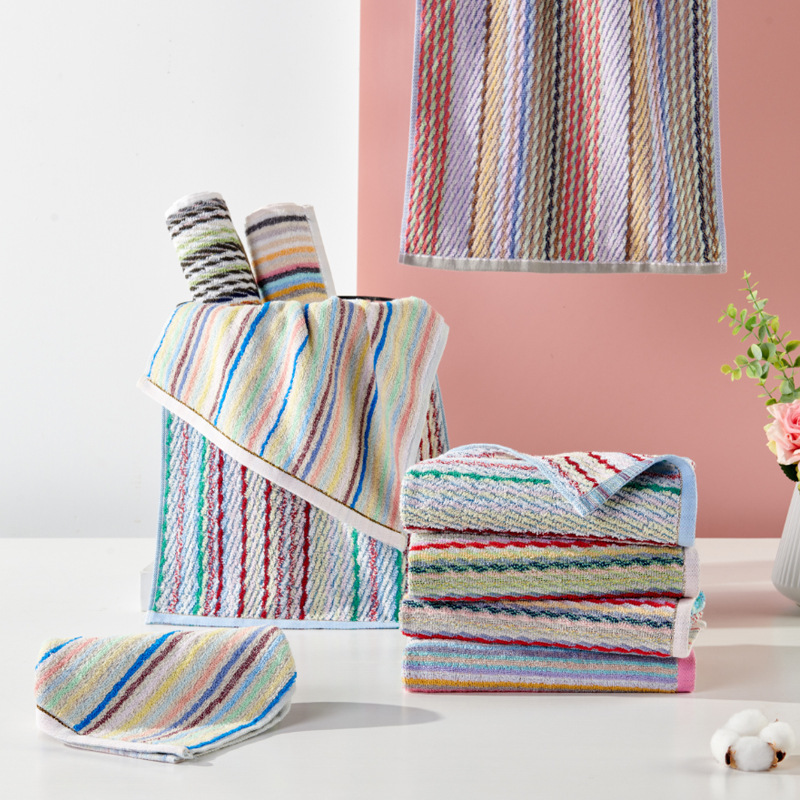 Jade color strip towel color random cotton towel absorbent quick-drying face towel household soft adult face towel