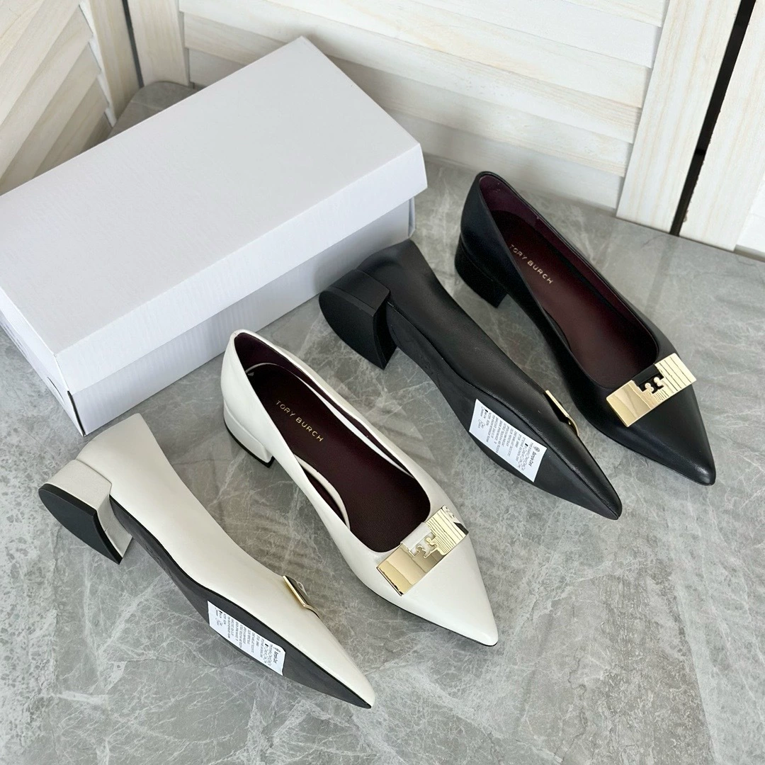 TB2025 Весенняя овчинная кожа мелкий рот дикая мягкая подошва толстый наконечник на каблуке весной туфли на низком каблуке женская профессиональная рабочая обувь женская