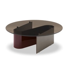 SPARKLE CASA创意圆形钢化玻璃茶几意式极简轻奢S形不锈钢异形个