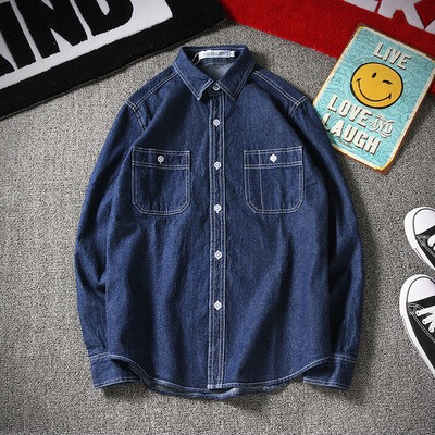 Spring and Autumn Long Sleeve Denim Shirt Men's Casual Jacket Loose plus size Men's Fashionable Handsome Thin Men