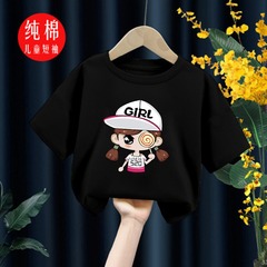 2024夏季新款卡通印花糖果女孩純棉短袖T恤韓版休閒寬鬆圓領上衣
