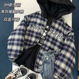 冬季新款3M新雪丽两面穿棉服高效暖绒夹棉双面棉服外套潮童棉衣