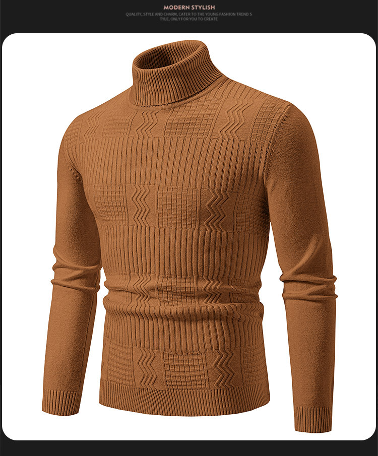 Men's High Neck Knit Sweater – Slim Fit Thermal Pullover For Layering Essentials_viptrois.com