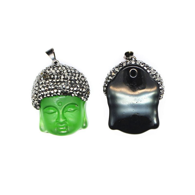30g Weight Pendant Jewelry Making Type 1 Piece Quantity Daily Occasion glass Material Portrait, Buddha head Pattern Unisex Gender Retro Style 1 Piece Glass Portrait Buddha Head Pendant 2