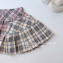 2025女童秋冬磨毛百褶裙 新款韩版学院风裙子防走光格子短裙裤