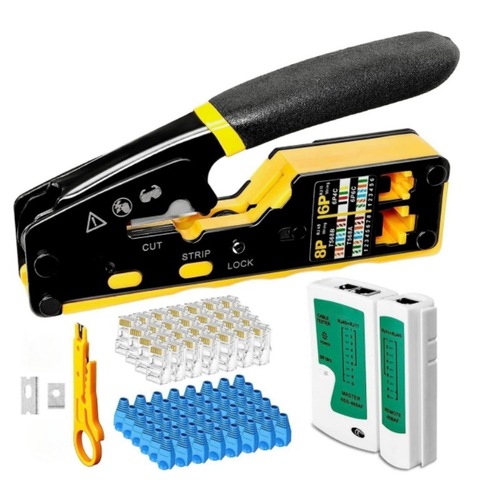 Cross-border multi-functional 8P6PRJ45 through-hole network cable clamp telecommunication testing tool set network tool manual pliers