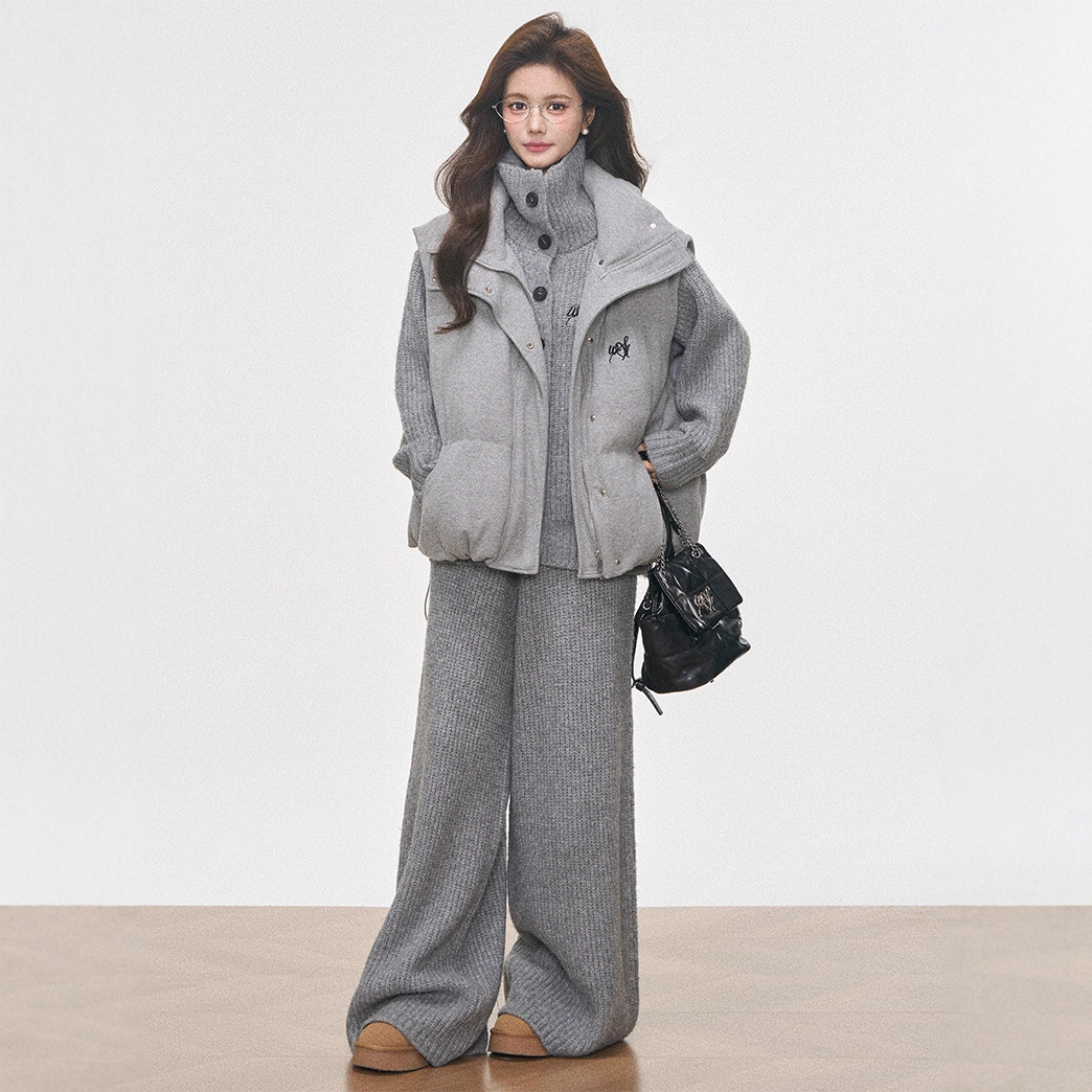 10.17新品 WESTAYONE马甲背心棉服套装女2025新款马夹+针织套装