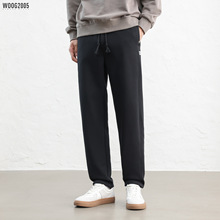 加绒加厚黑色纯棉松紧腰休闲裤男2025秋冬季新款直筒卫裤保暖裤子