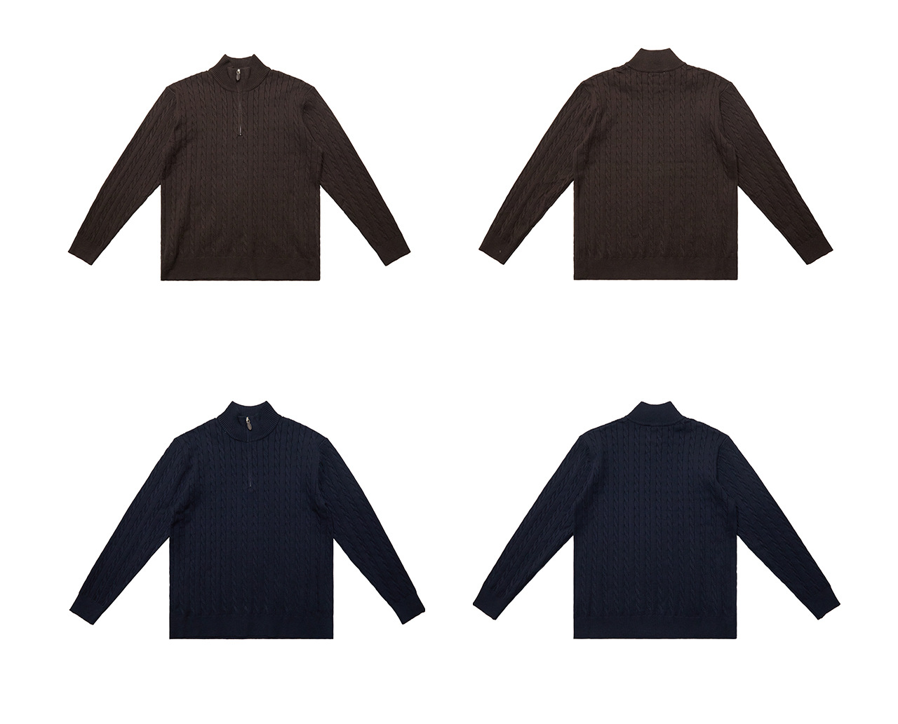 UNF 250g Half-Zip Cable-Knit Mock-Neck Sweater