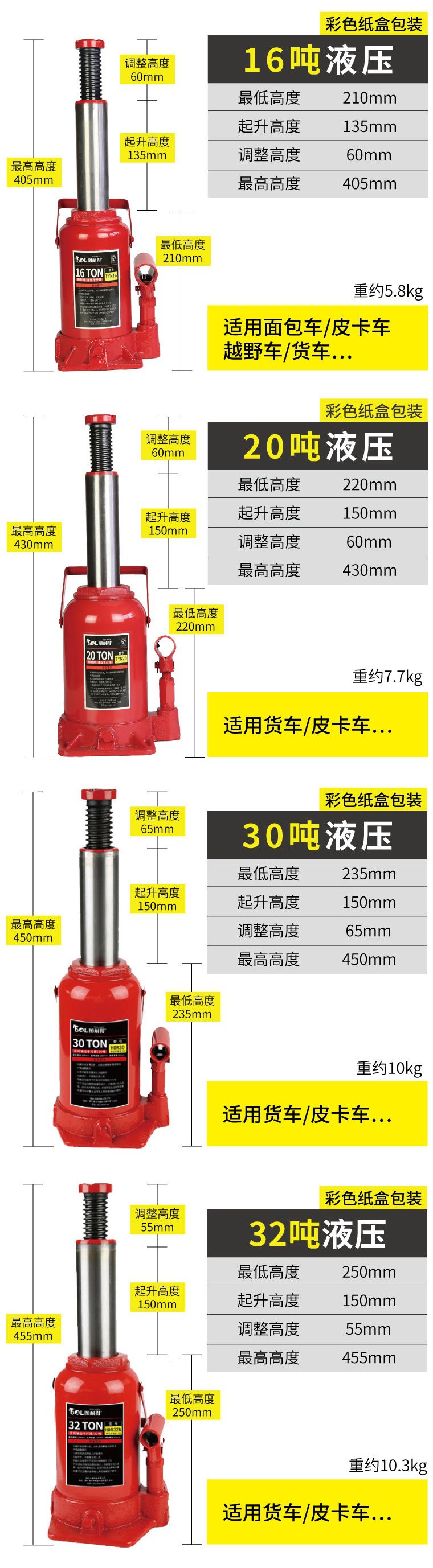 Figure durable vertical hydraulic jack car jack car off-road vehicle tire change car vertical Jack