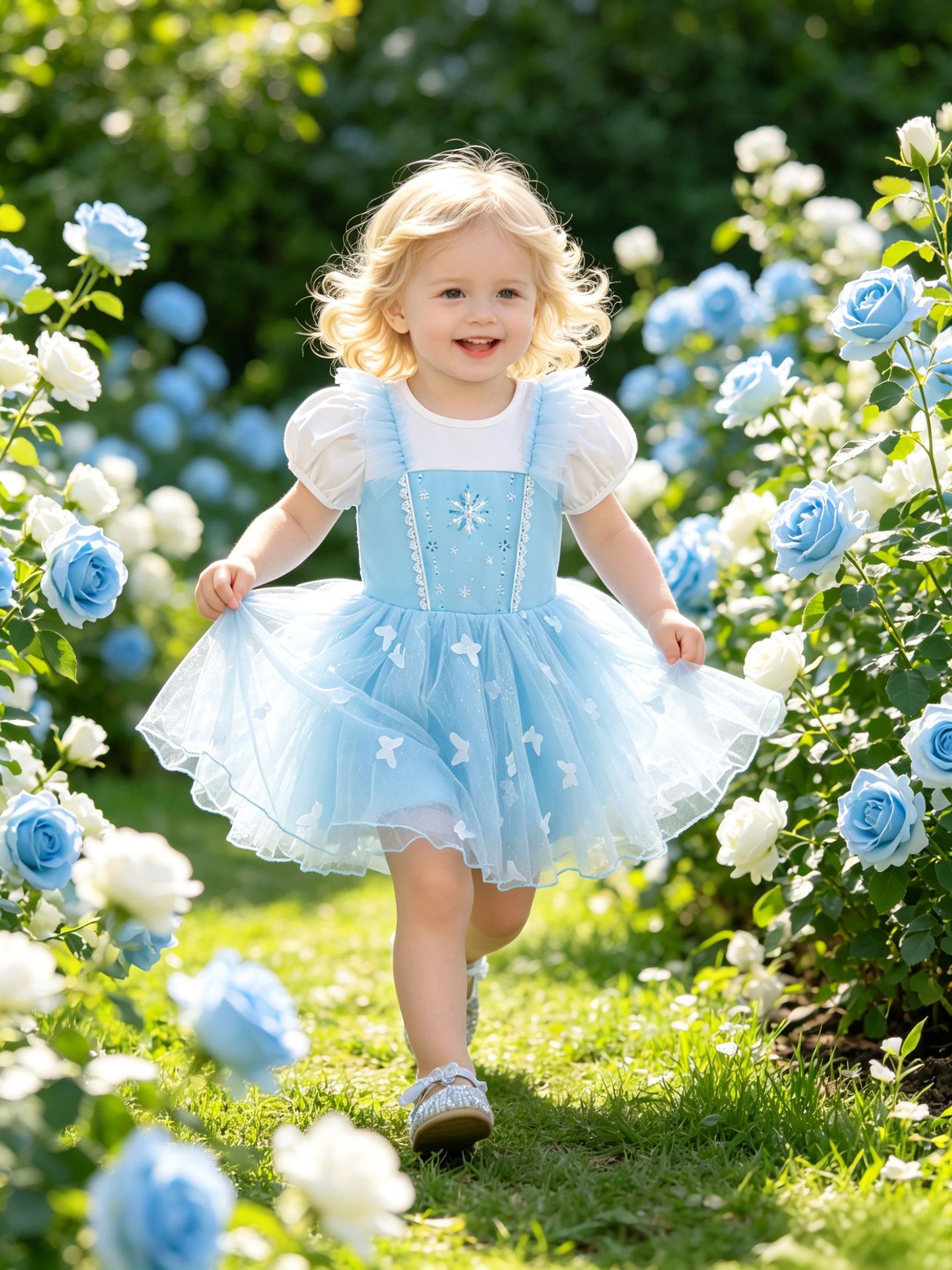 Niñas comercio exterior nuevo estilo Frozen Princess Aisha escalada bebé azul mariposa falda tutú mameluco