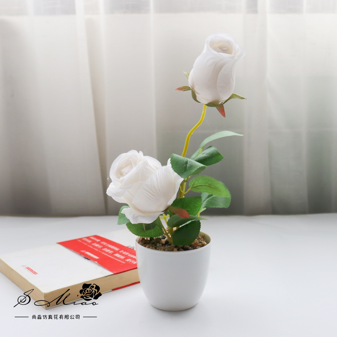 Flores falsas estilo pastoral rosa bonsai simulación flor de moda decoración creativa plantación verde artificial simulación maceta