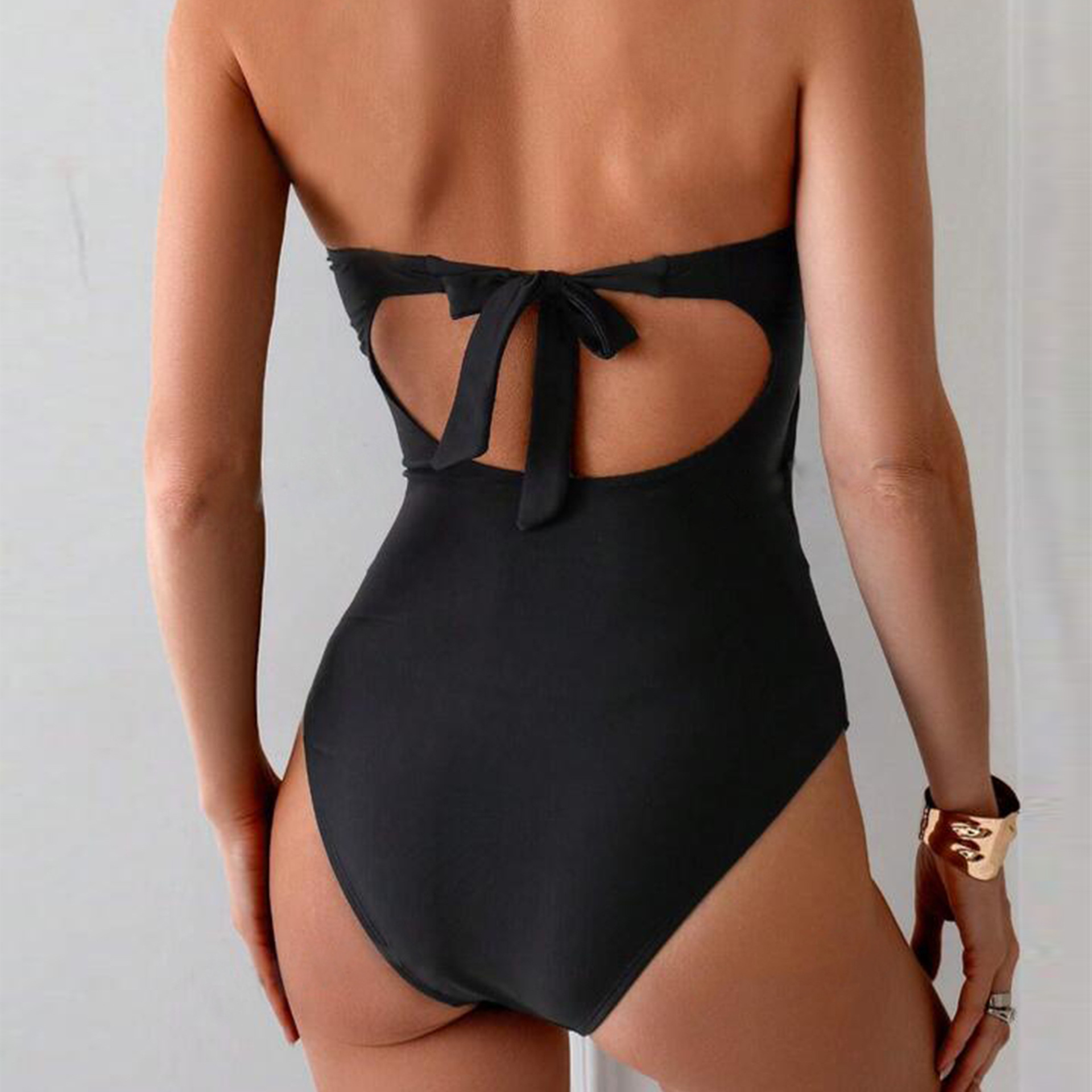 196g Weight Sleeveless Sleeve Length Polyester Fabric Type Short Top Length One-pieces Tops Type 1 Piece Quantity Swimming Pool, Beach Occasion Strap, Strapless Neckline Skinny Fit Type Color Block Pattern Women's Gender Sexy, Beach Style Women's Sexy Beach Color Block 1 Piece One Piece Swimwear 5