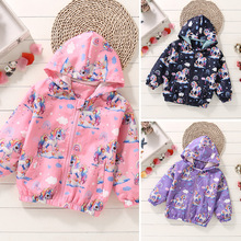 跨境女童春夏冲锋衣2025新中小童韩版防风儿童薄款连帽独角兽外套