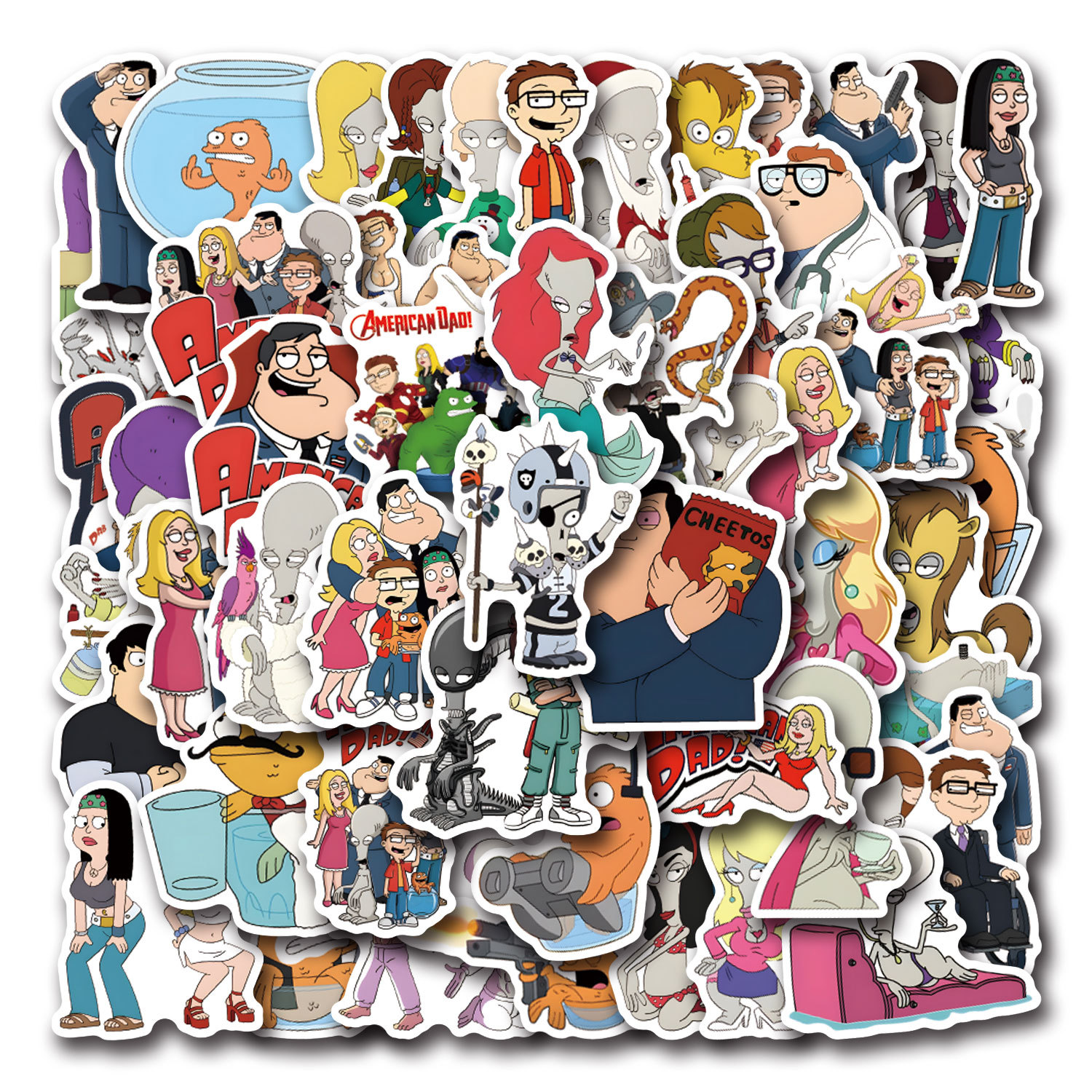 55 new American Dad graffiti stickers decorative notebook luggage mobile phone DIY stickers wholesale