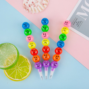 Children's sugar gourd pencil gourd-shaped 7-color crayon smiley face expression cartoon graffiti sugar gourd crayon wholesale