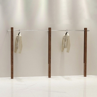 Clothing Store Display Rack Stainless Steel Wall-mounted Clothes Rack Women's Clothing Store New Solid Wood Floor-standing Display Shelf Wholesale