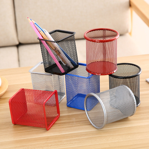 Pen holder storage box creative color pen holder desktop office storage ornaments business fashion metal grid pen holder
