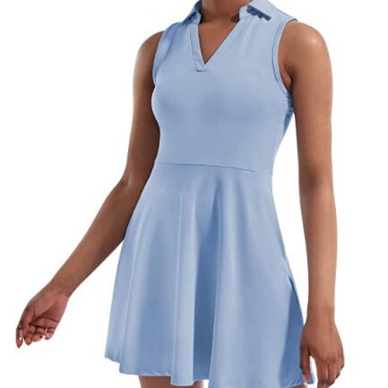 Women's tennis skirt, golf dress with built-in shorts, with 4 pockets, sleeveless exercise