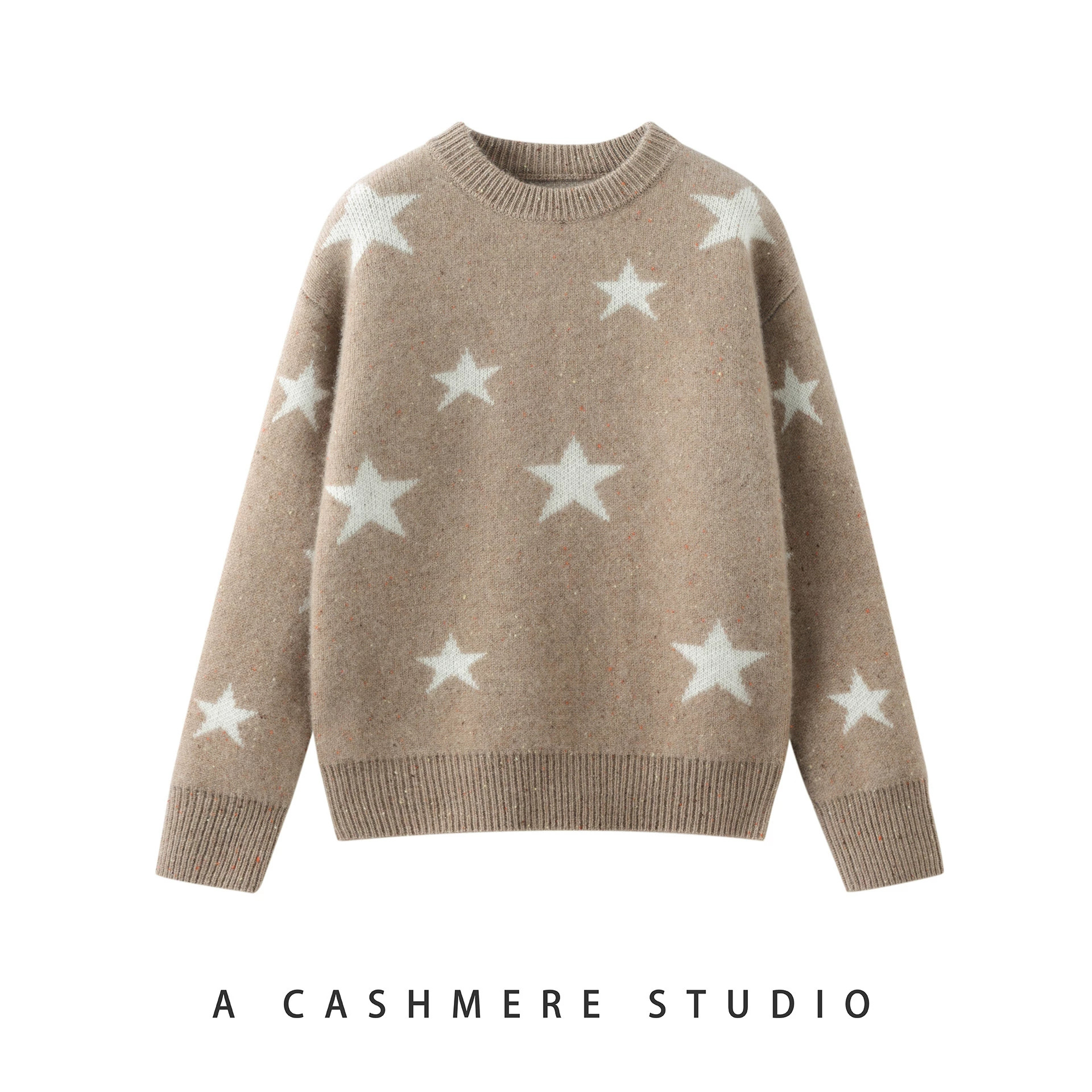 Autumn and winter children's cashmere sweater, girls' turtleneck sweater, jacquard star pattern, boys' and girls' pullover sweater, warm sweater for all ages.