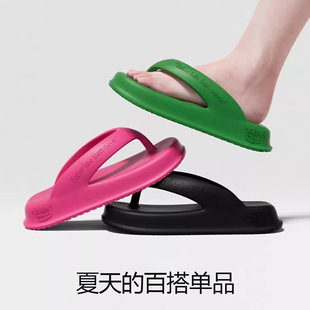Small Square Sugar Flip Flops for Women Outer Wear Thick Bottom Home Non-slip All-match Travel Seaside Flip Flops for Men Outer Wear Couple
