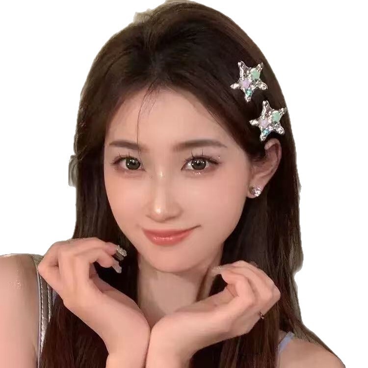甘くてクールなホットガールカラフルなスターヘアピン女性のためのメタル y2k かわいいチェーンカモノハシクリップ小さなヒトデヘアピンヘアアクセサリー|undefined