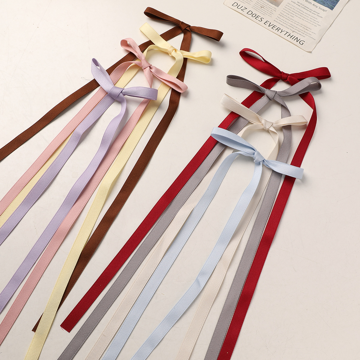 小清新馬卡龍長款飄帶絲帶手作約30CM蝴蝶結DIY髮飾服裝輔料配件