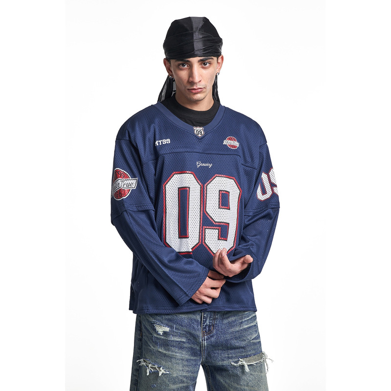 2025 New Autum American Digital Printed Long-Sleeved T-Shirts for Men and Women Loose Mesh Breathable Sports Training Uniforms