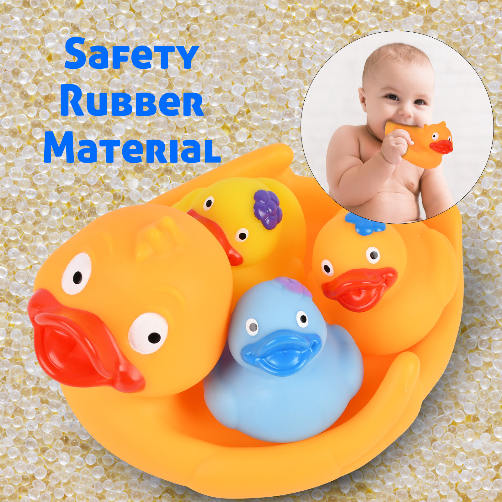 Bath Toy Little Yellow Duck for Children, Swimming Pool Water Play, Squeaky Sound-Making, Suitable for Boys and Girls, Baby, Internet-Famous Duck
