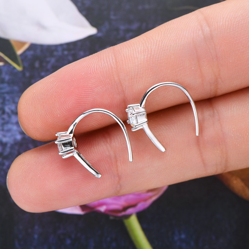 Fashion Design K-gold Jewelry for Women Elegant  U-shaped Stud Earrings Dazzling S925 Silver Inlaid Moissanite Earrings for Girls Birthday Gift