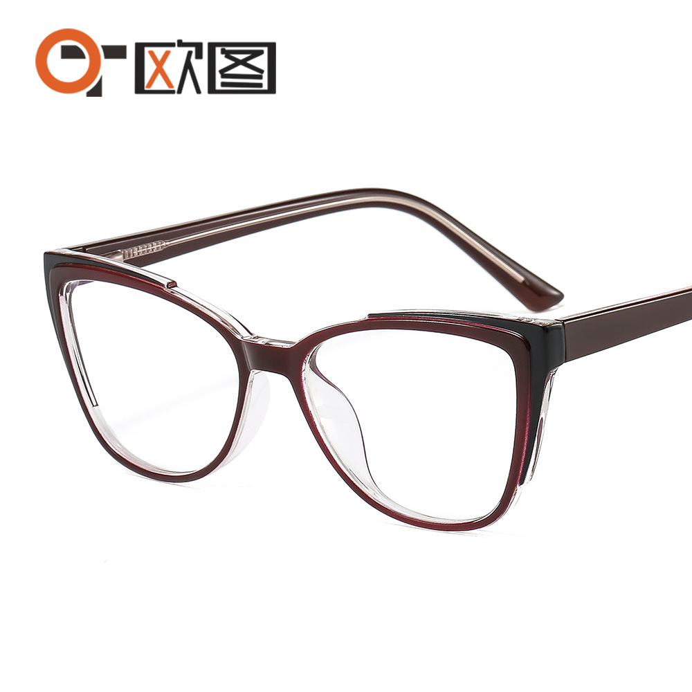 New glasses frame TR90 plate core anti-blue radiation anti-myopia cross-border European and American hawksbill 7006