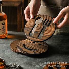 创意复古笑脸隔热垫耐热垫杯垫咖啡杯实木垫烧色工艺家用杯垫