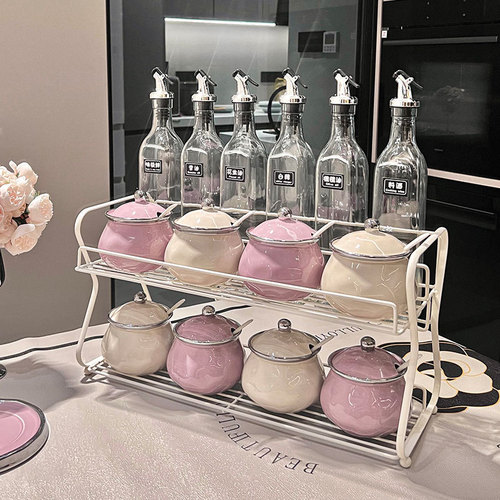 Taro purple seasoning box household combination light luxury ceramic seasoning jar household kitchen supplies seasoning bottle set wholesale