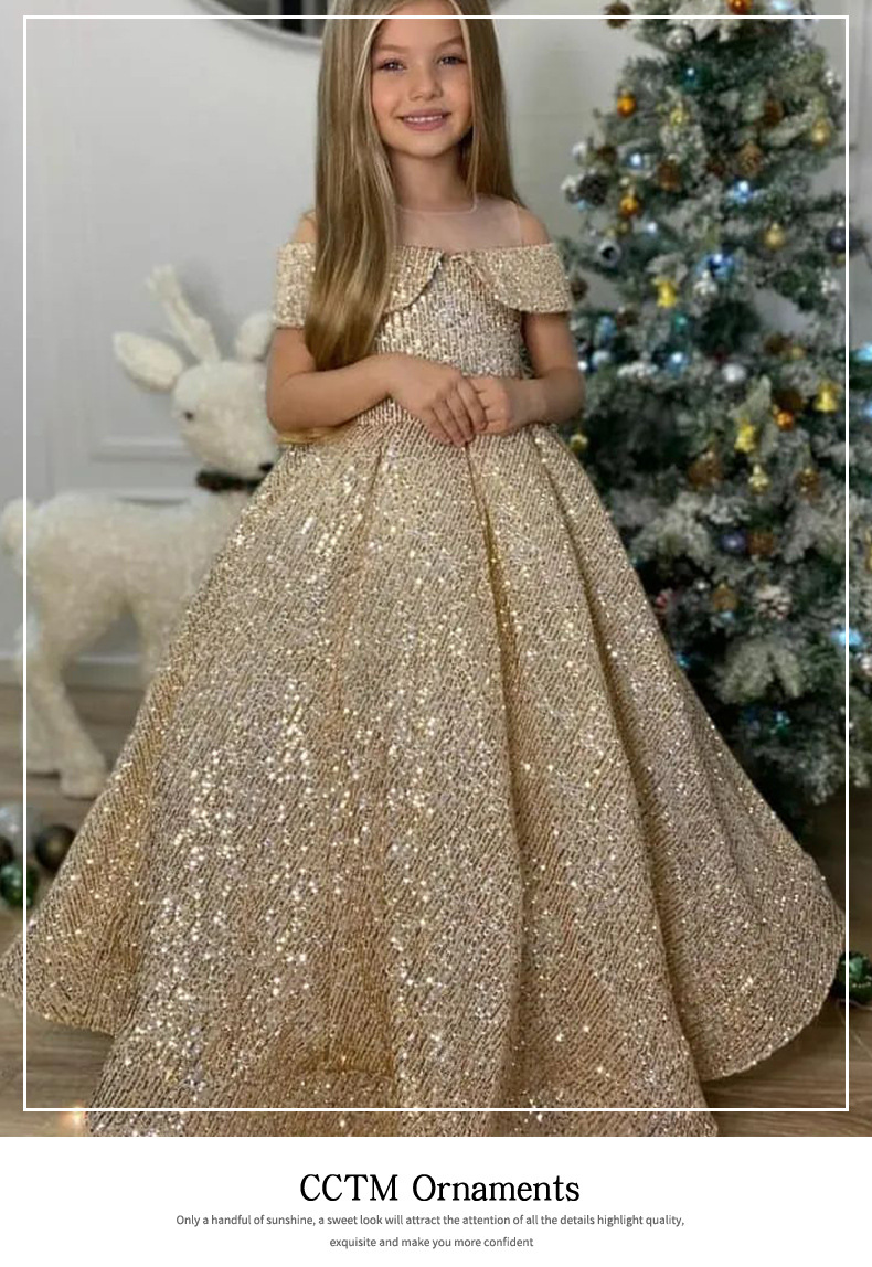 Rochie de prințesă cu paiete pentru fetițe la evenimente_voghion.com